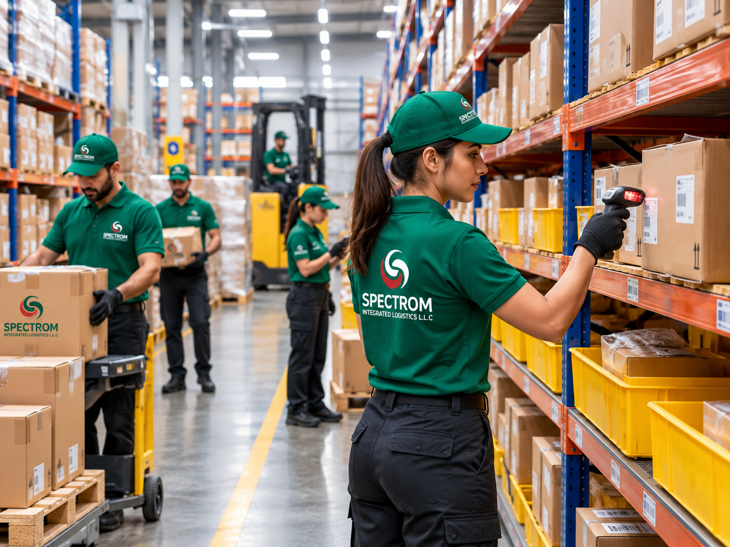 warehouse logistics team in action